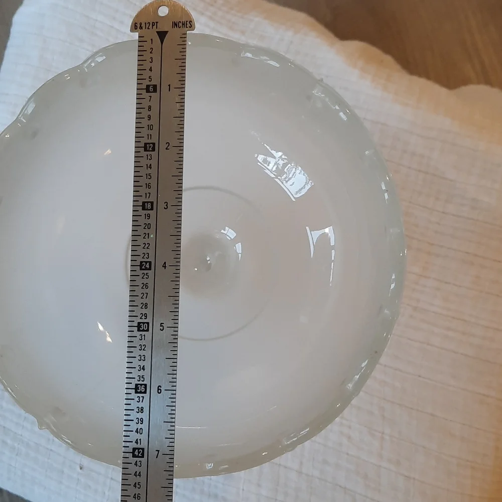 Large clear Frosted Vintage Indian glass open candy bowl on pedestal no chips